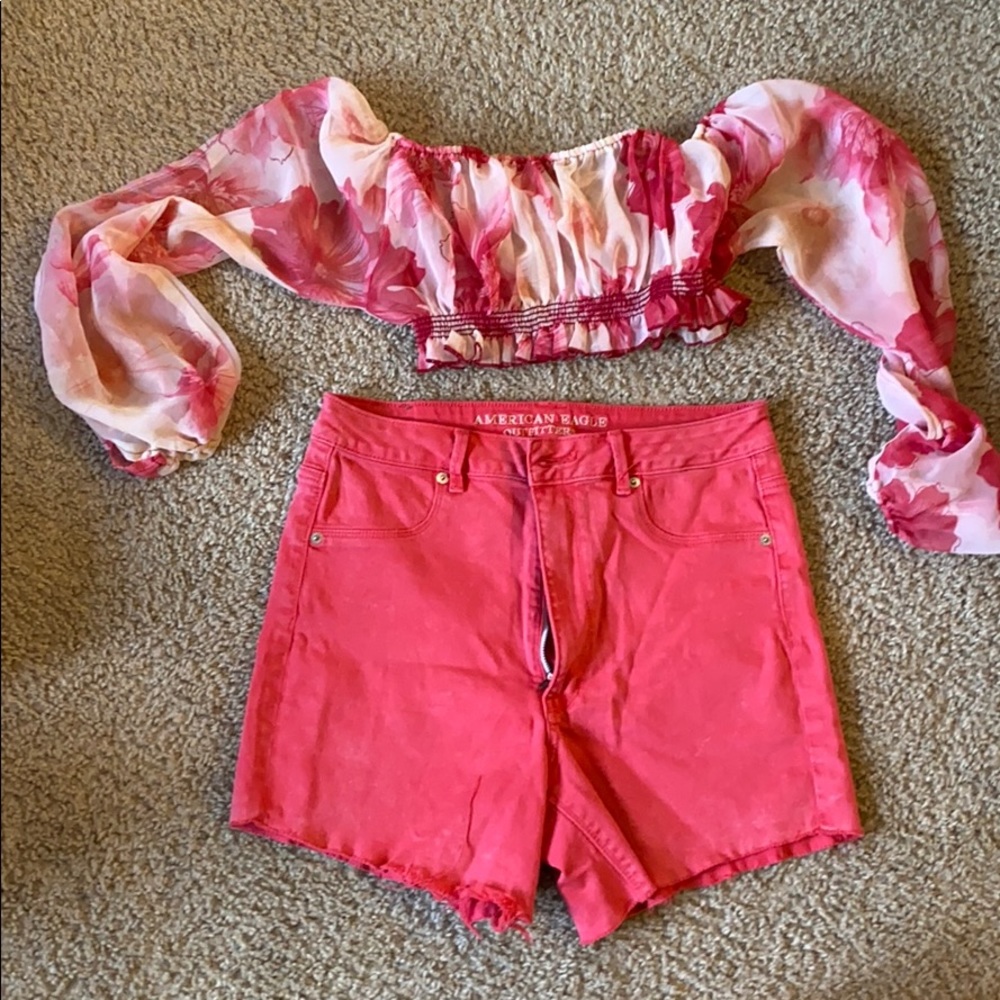 Crop top n Bermuda cut off shorts